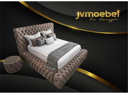 Vuode Tekstiili Makuuhuonekalut Luksus Modernit Sängyt Chesterfield Boxspring Uusi